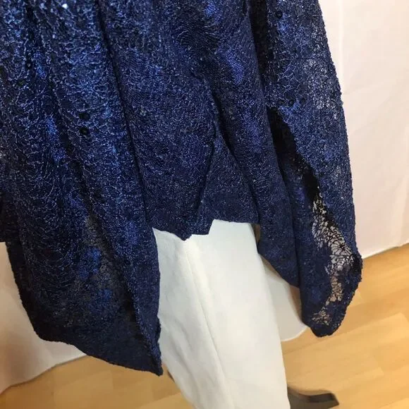 Julian Taylor Short Sleeve Sequin Lace Fit And Flare Dress - Picture 13 of 15